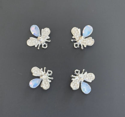 Two Pieces Blue Crystal Bee Charms