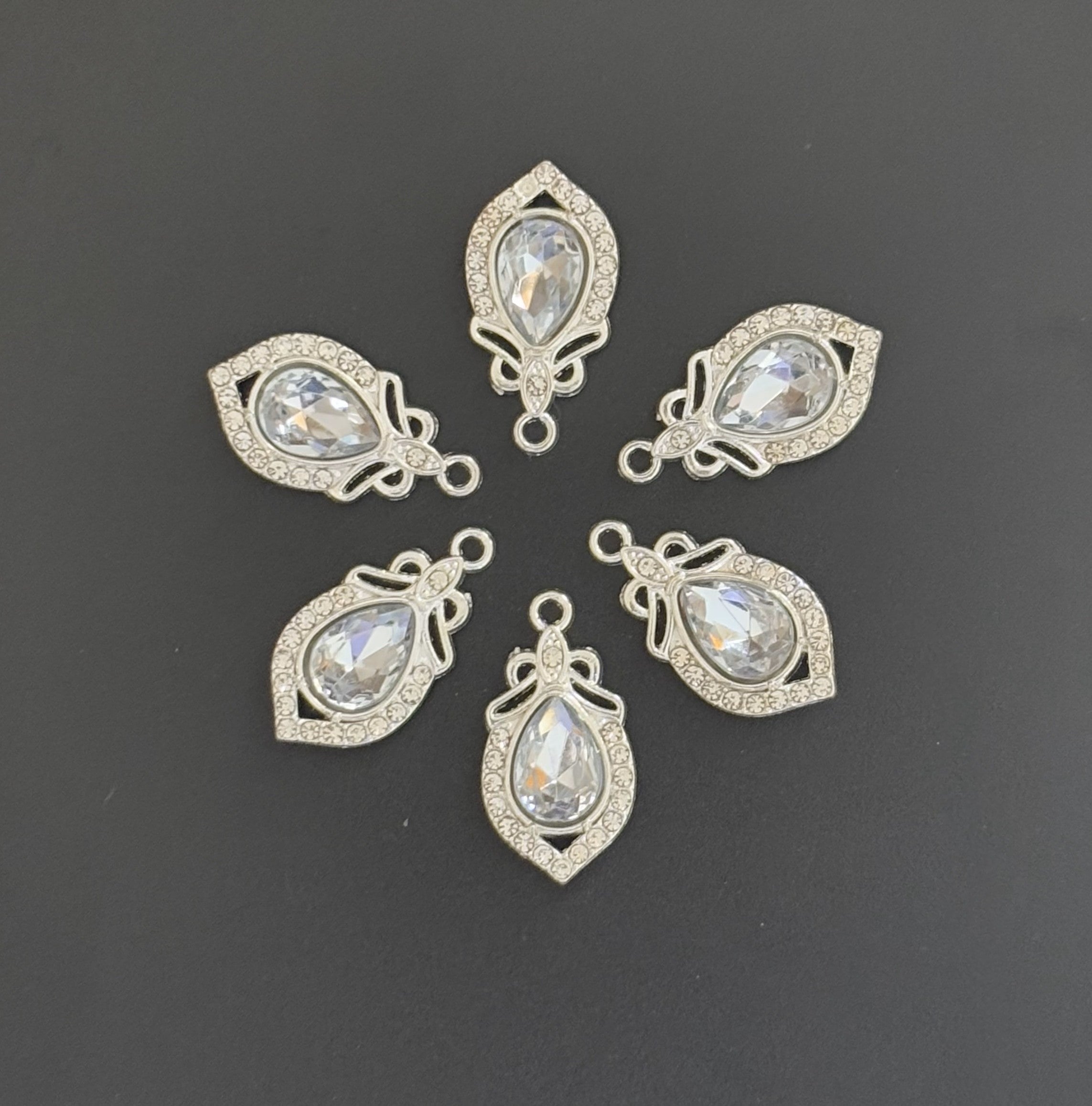 Two Pieces Teardrop Crystal Charms