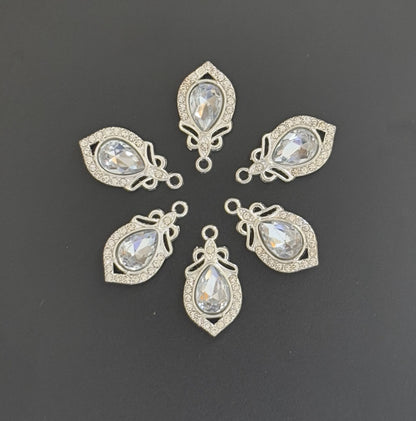 Two Pieces Teardrop Crystal Charms