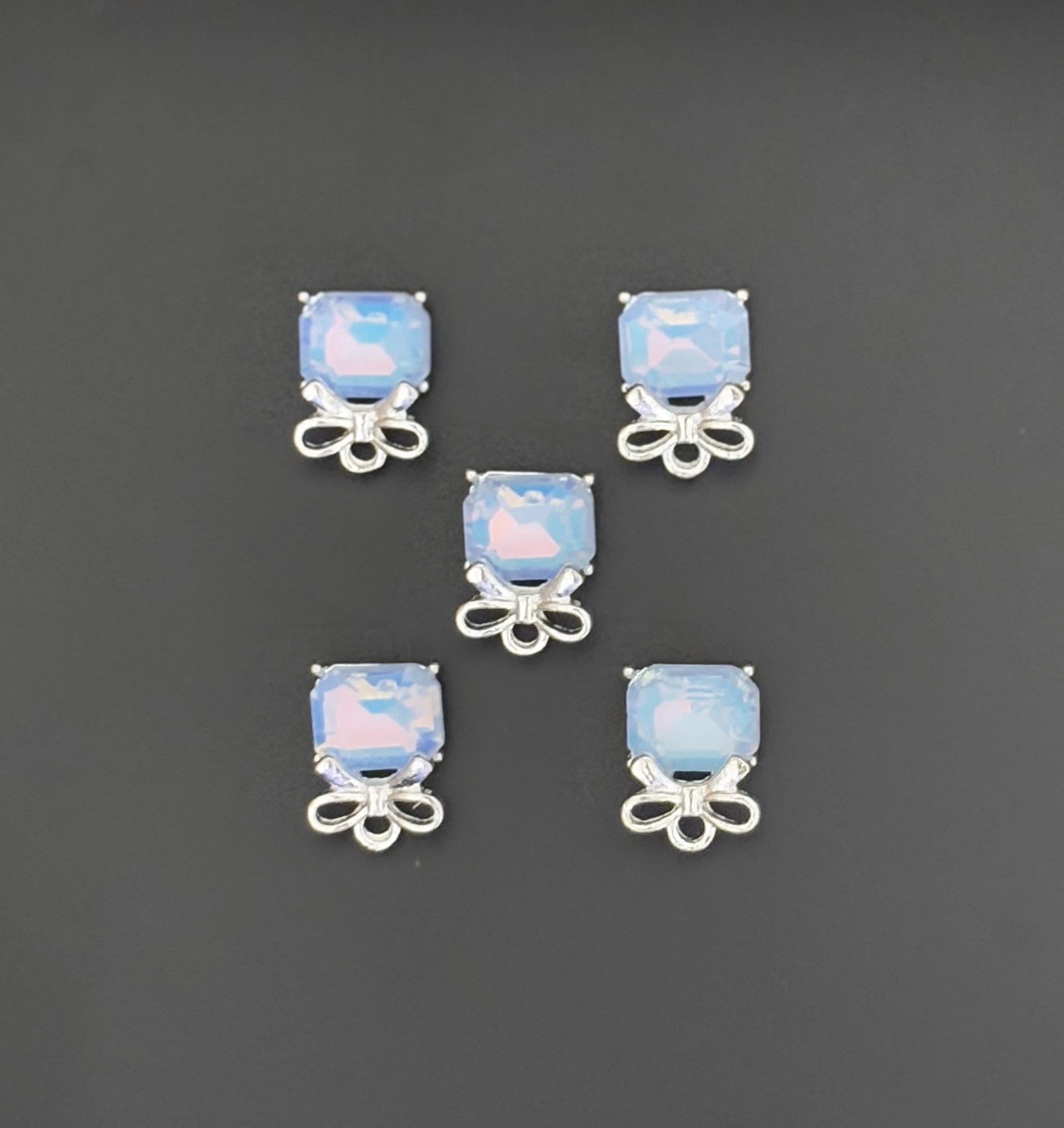 Two Pieces Blue Gem Bow Charms