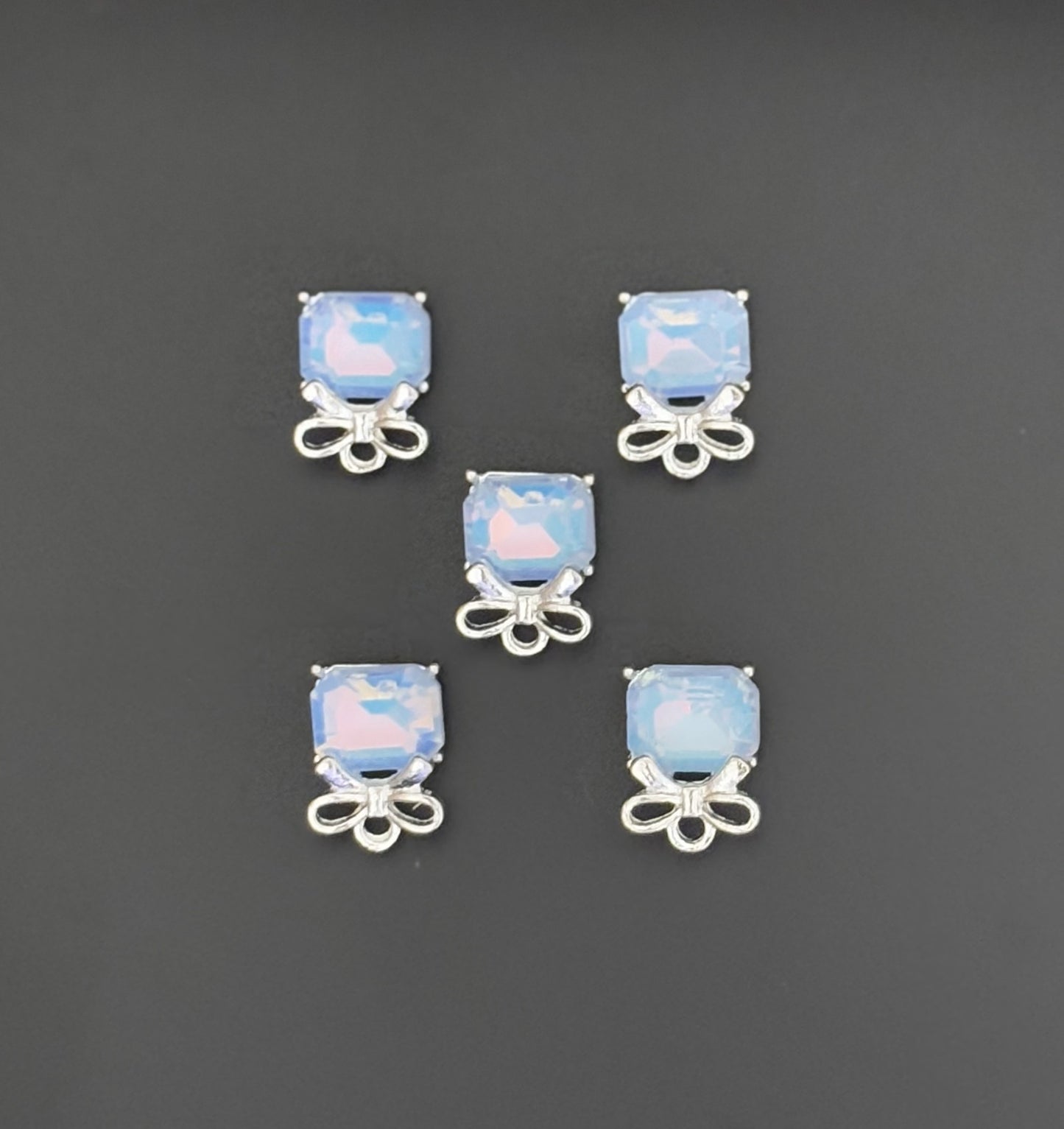 Two Pieces Blue Gem Bow Charms
