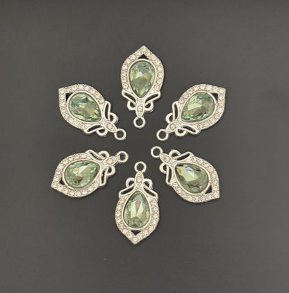 Two Pieces Teardrop Green Crystal Charms