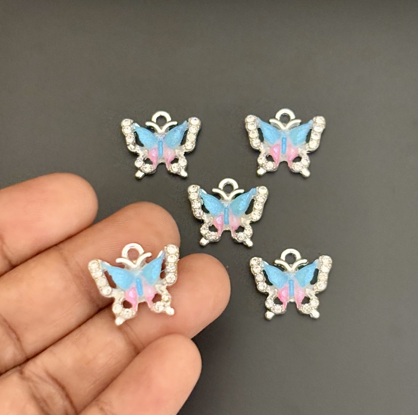 Two Pieces Sky Blue Gradient Butterfly Charms