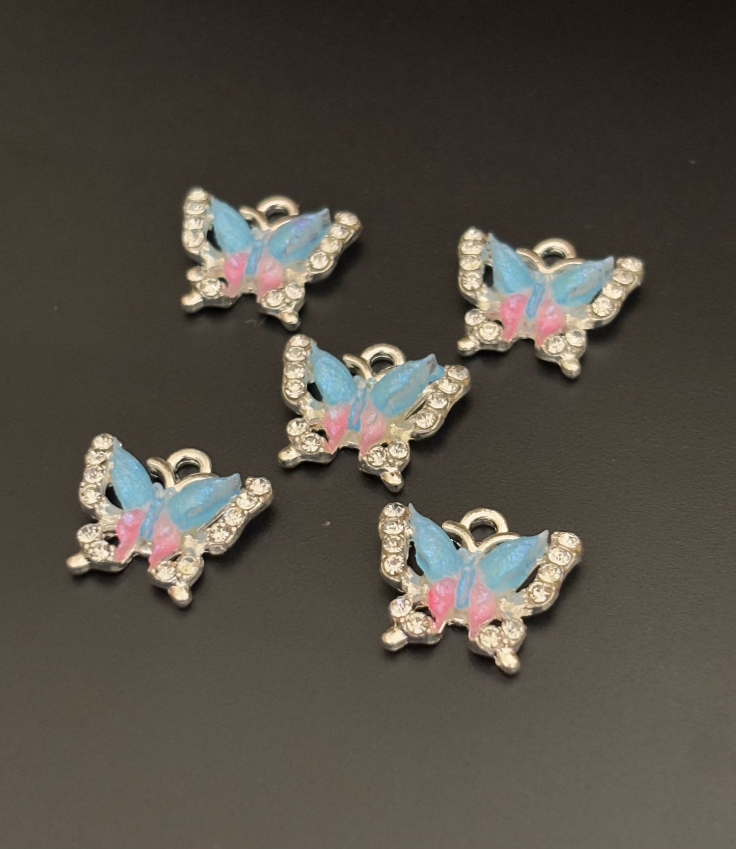 Two Pieces Sky Blue Gradient Butterfly Charms