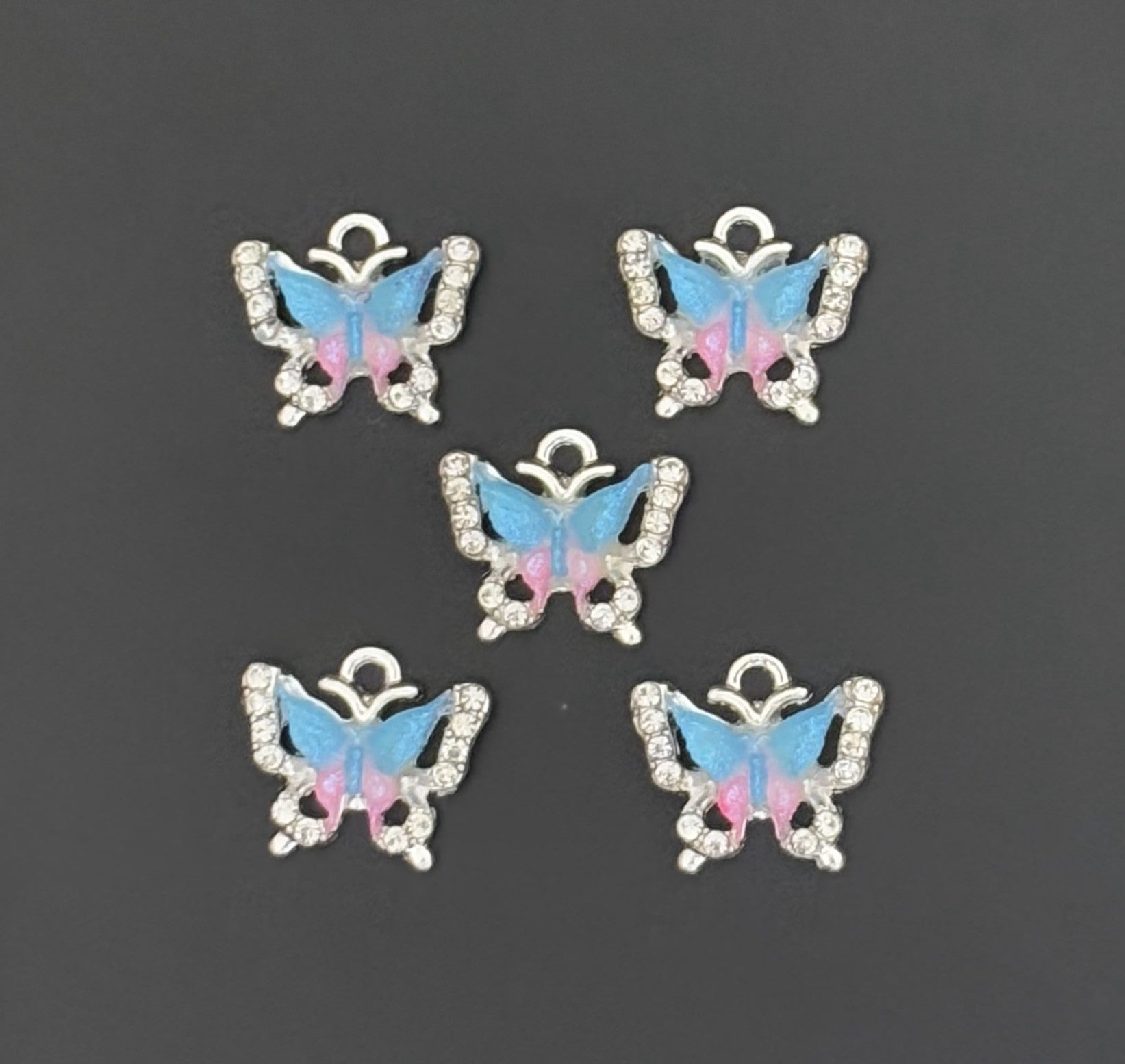 Two Pieces Sky Blue Gradient Butterfly Charms