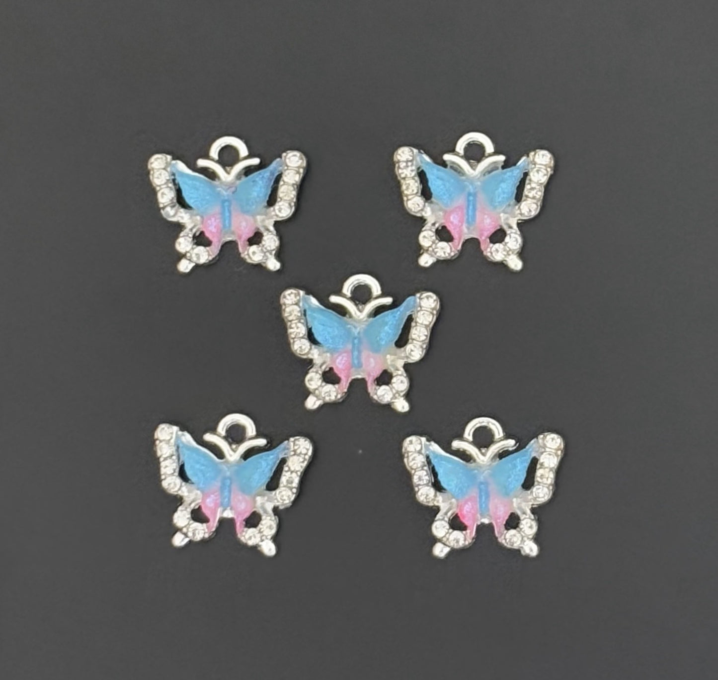 Two Pieces Sky Blue Gradient Butterfly Charms