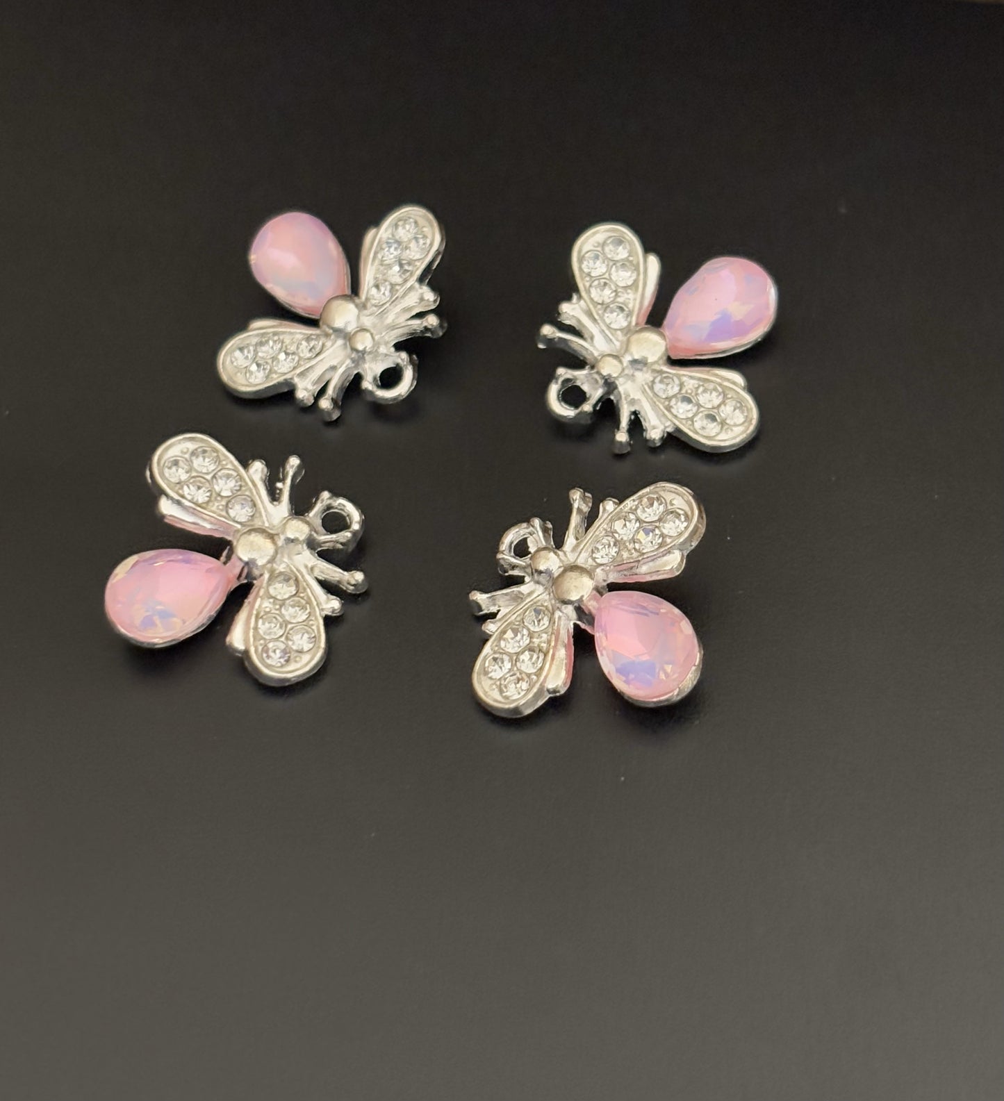 Two Pieces Pink Crystal Bee Charms