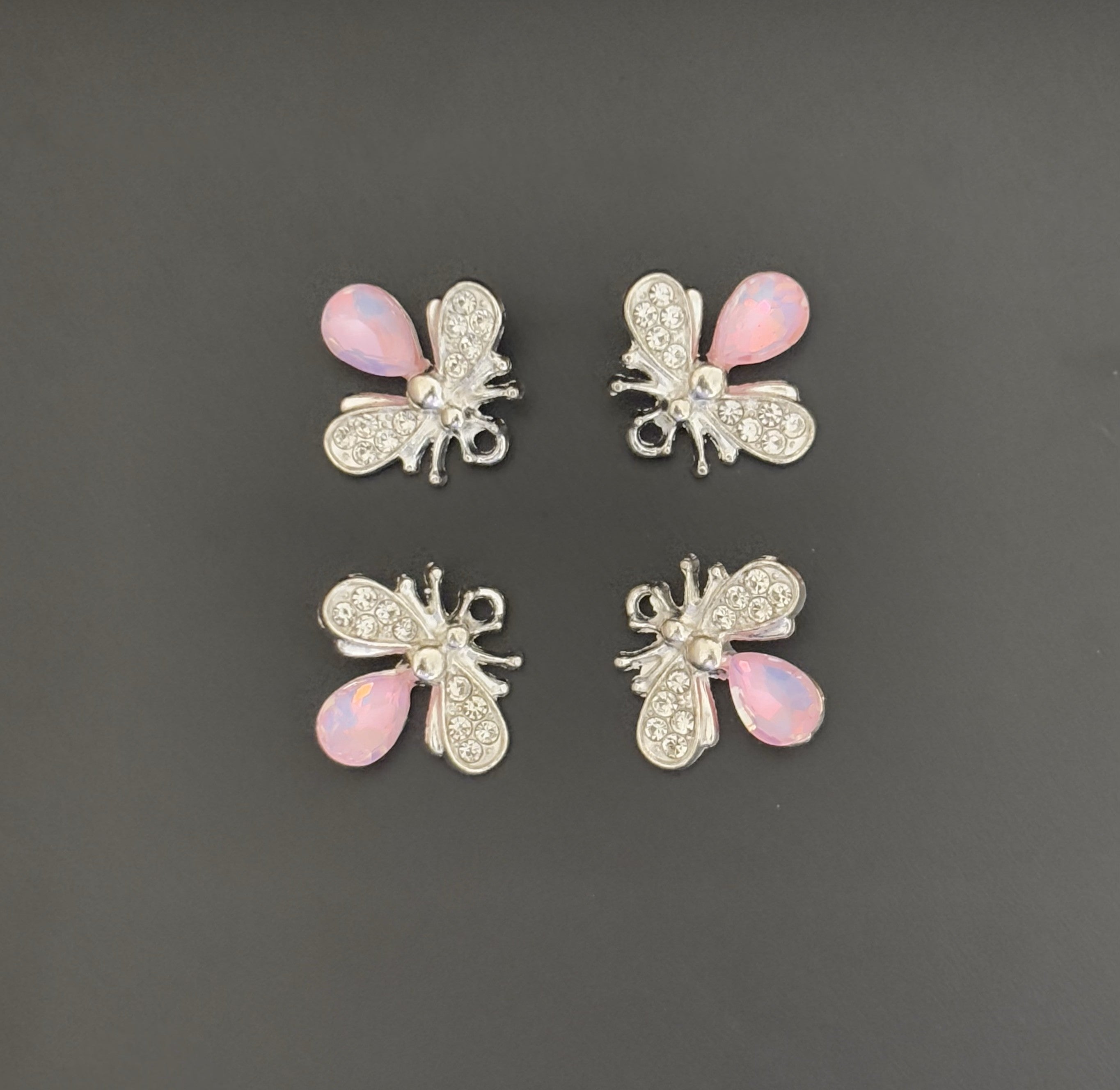 Two Pieces Pink Crystal Bee Charms