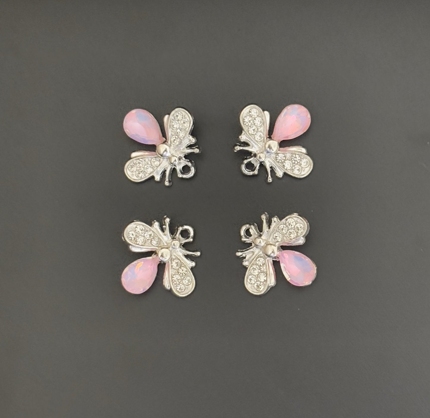 Two Pieces Pink Crystal Bee Charms