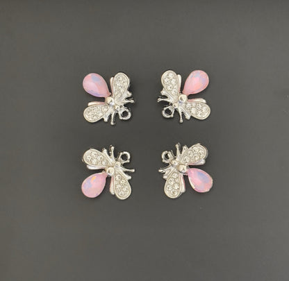 Two Pieces Pink Crystal Bee Charms