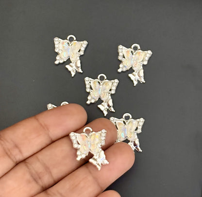 Two Pieces White Double Butterfly Charms