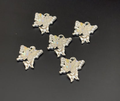 Two Pieces White Double Butterfly Charms