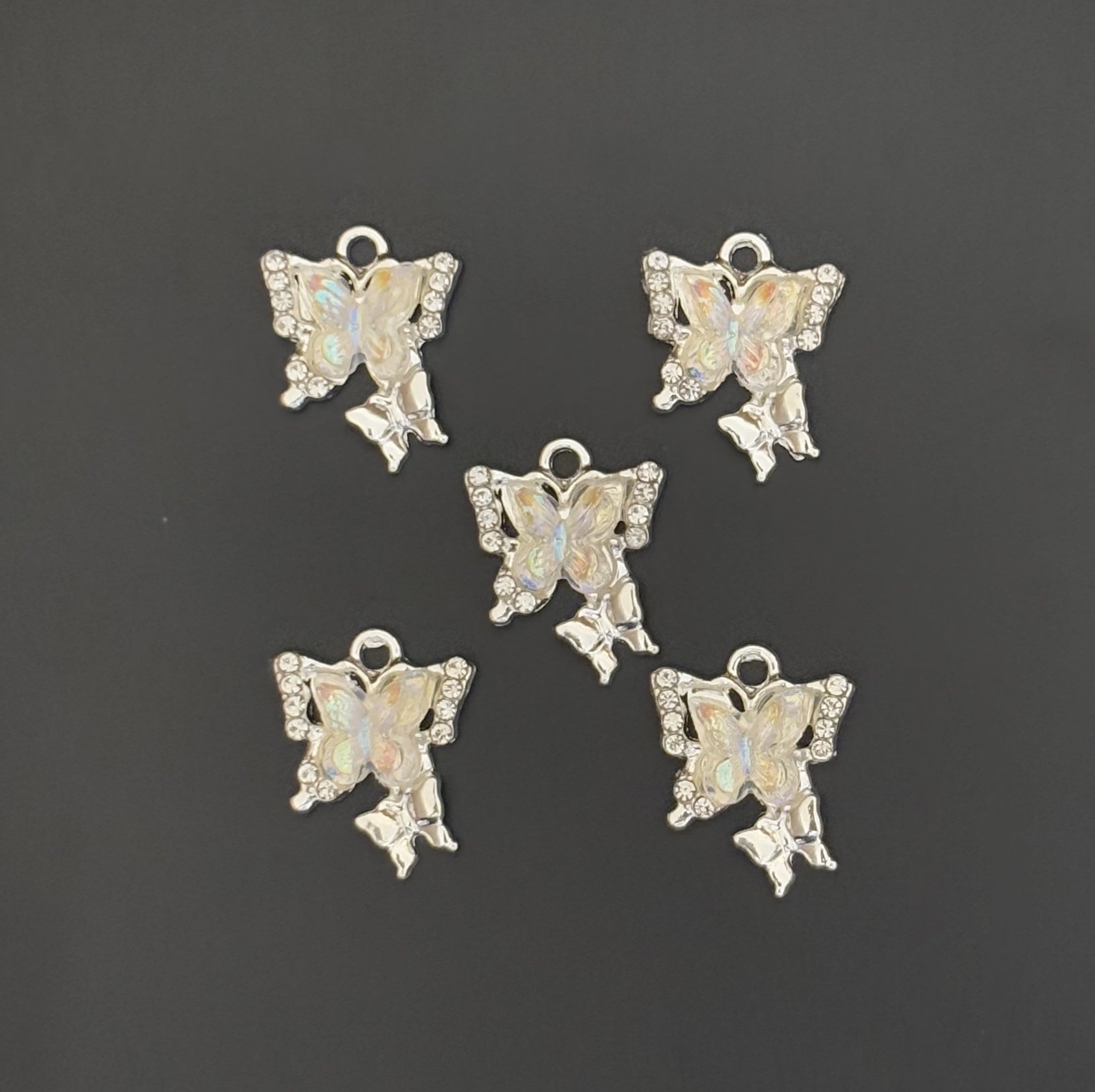 Two Pieces White Double Butterfly Charms