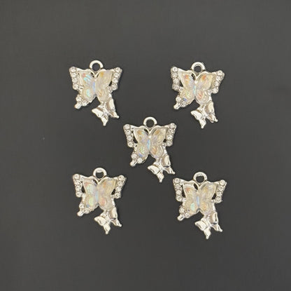 Two Pieces White Double Butterfly Charms