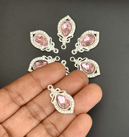 Two Pieces Teardrop Pink Crystal Charms