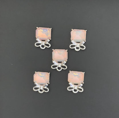 Two Pieces Orange Gem Bow Charms