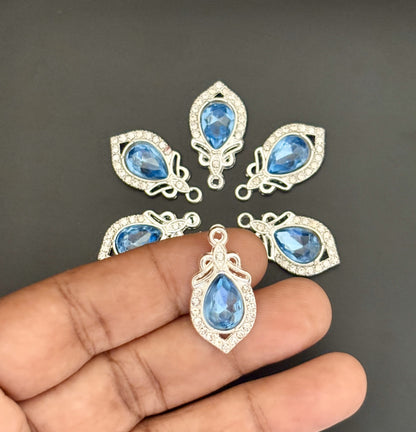 Two Pieces Teardrop Blue Crystal Charms