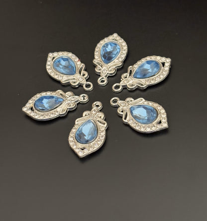 Two Pieces Teardrop Blue Crystal Charms