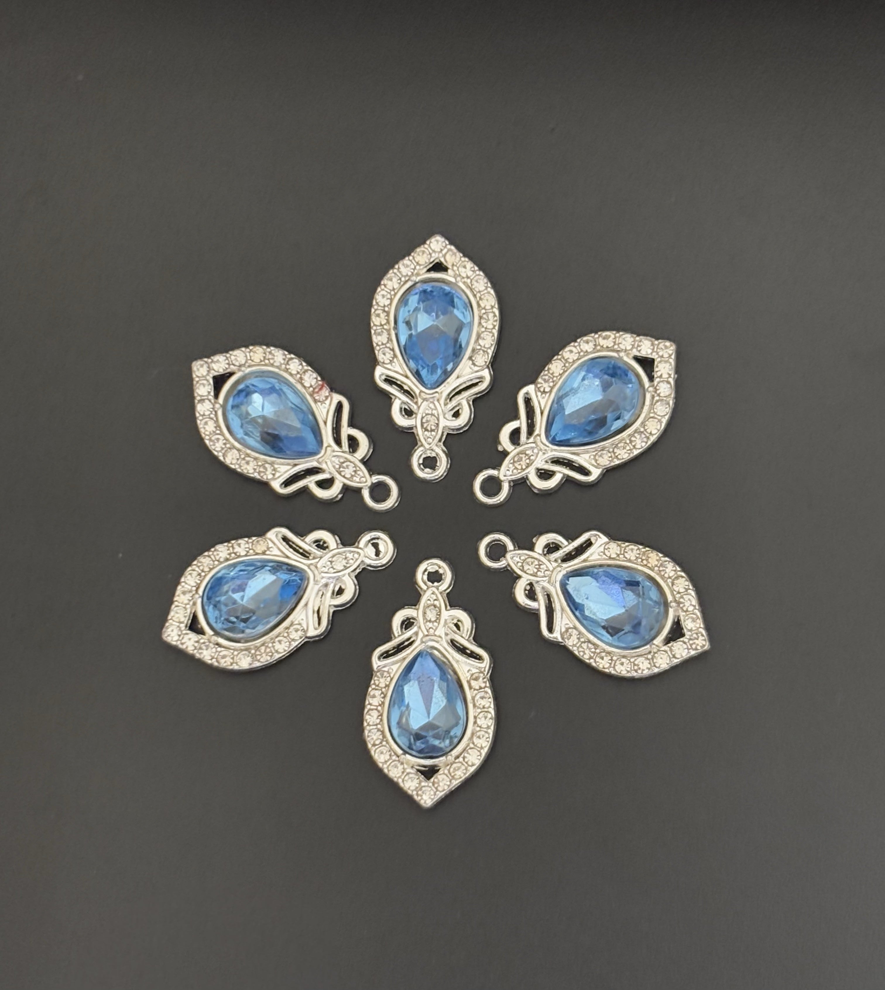 Two Pieces Teardrop Blue Crystal Charms