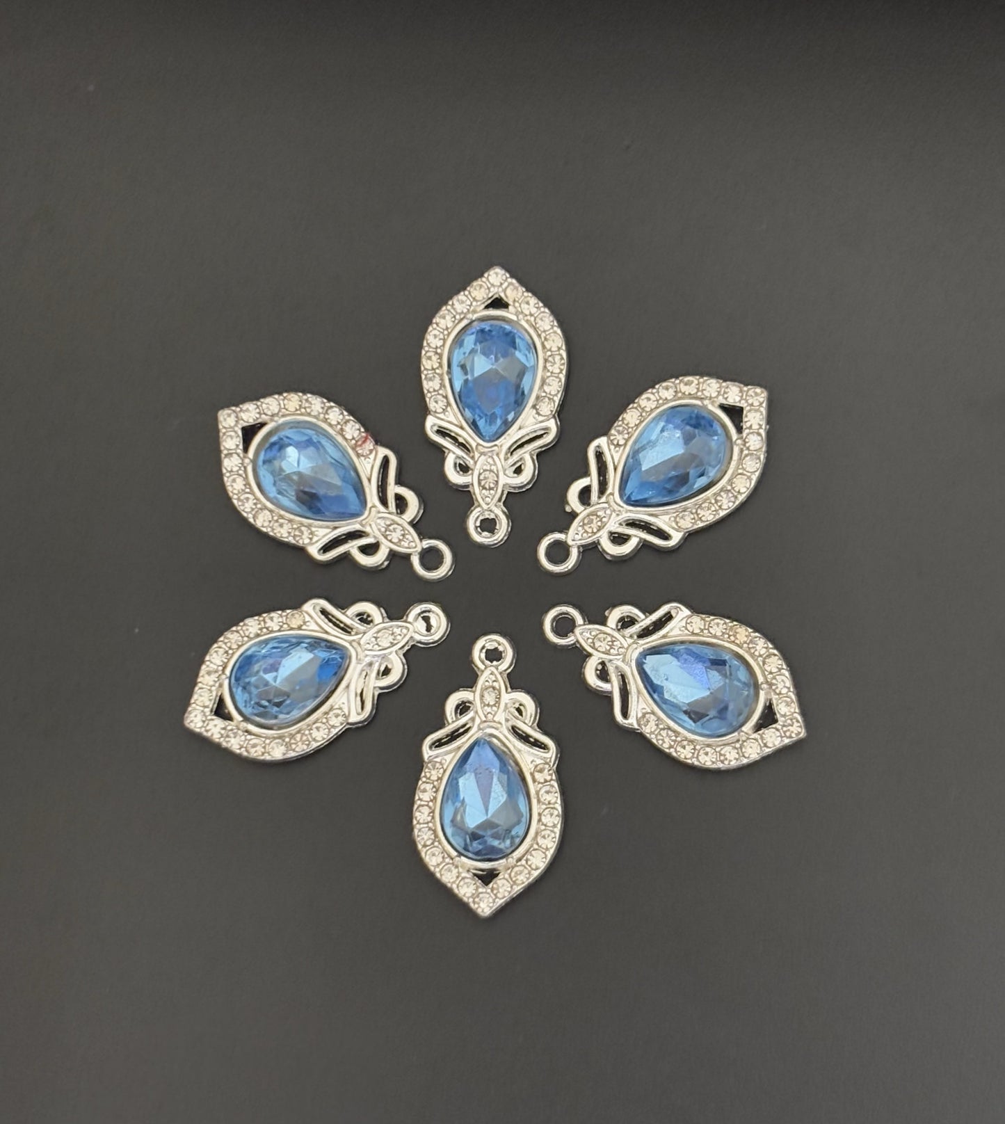 Two Pieces Teardrop Blue Crystal Charms