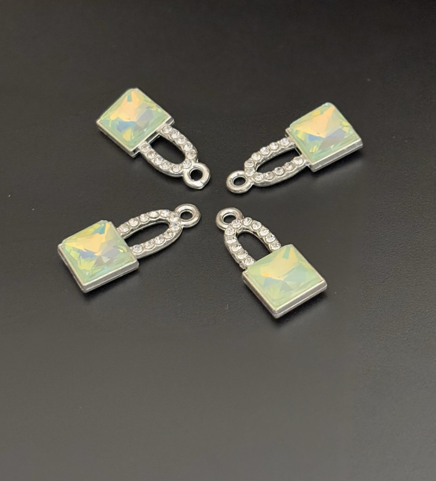 Two Pieces Iridescent Green Lock Charms