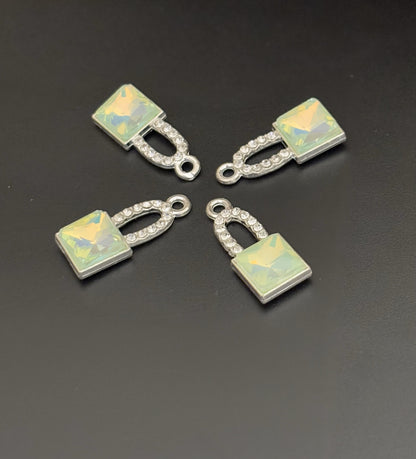 Two Pieces Iridescent Green Lock Charms