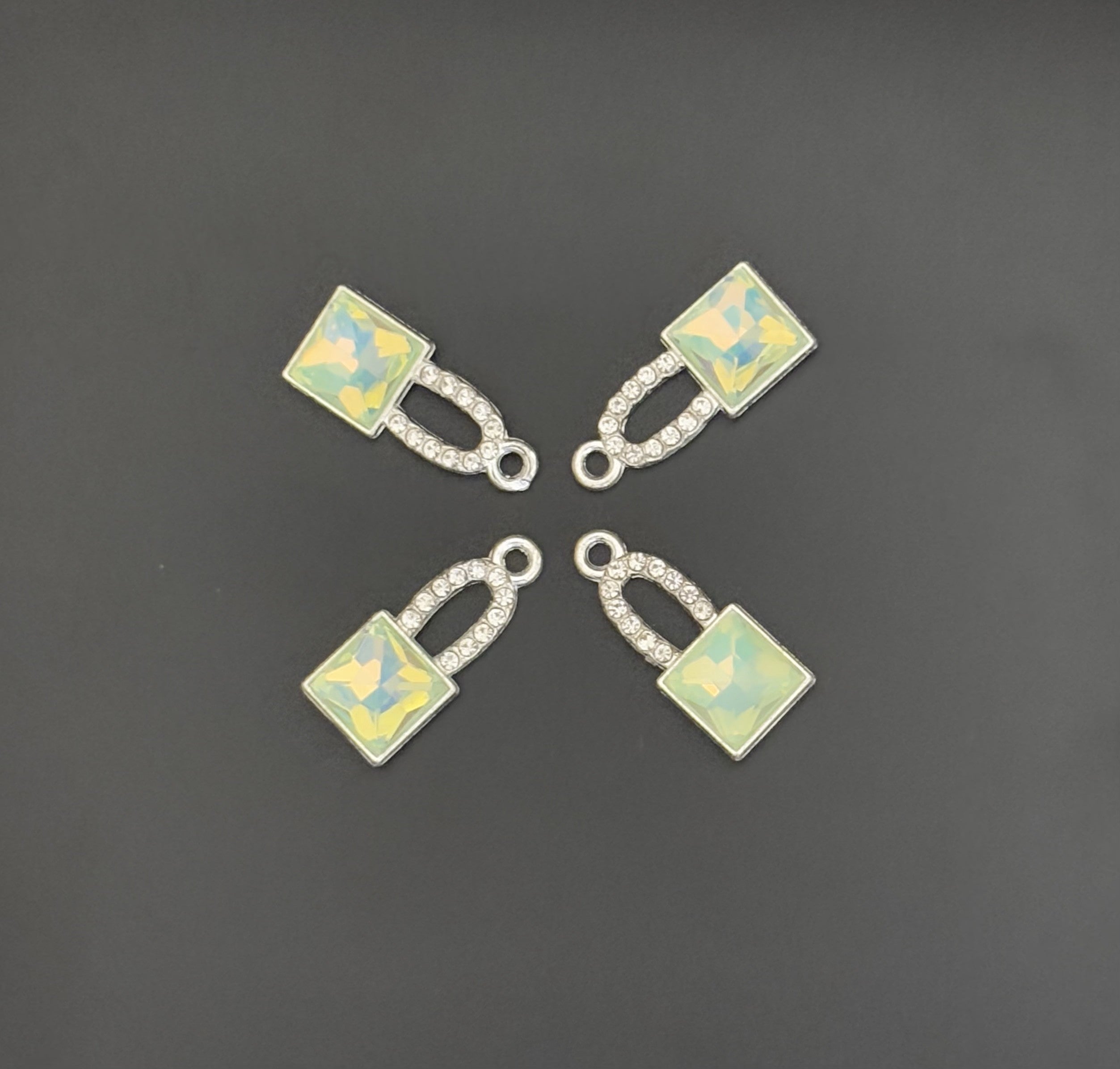 Two Pieces Iridescent Green Lock Charms