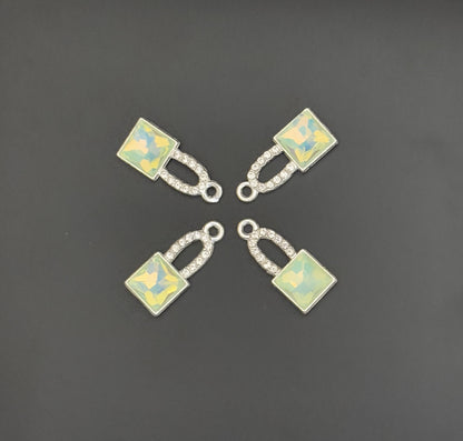 Two Pieces Iridescent Green Lock Charms