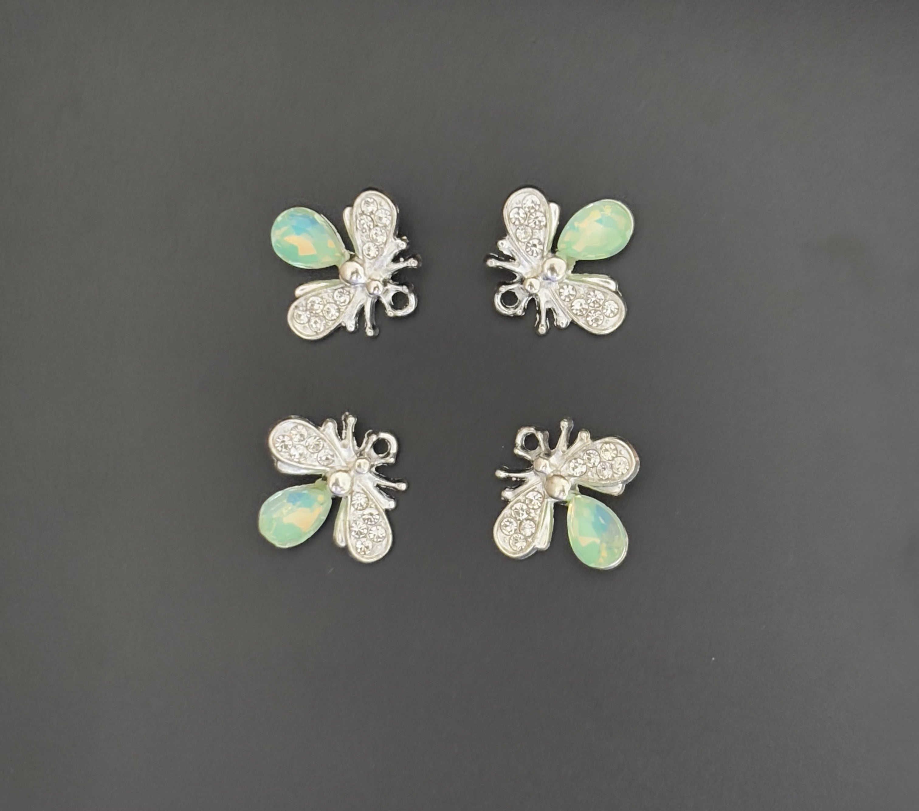 Two Pieces Green Crystal Bee Charms