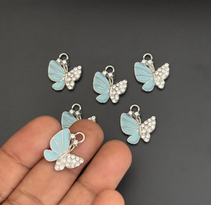 Two Pieces Blue Butterfly Charms