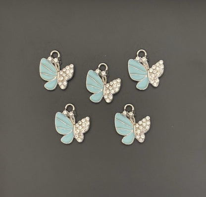 Two Pieces Blue Butterfly Charms