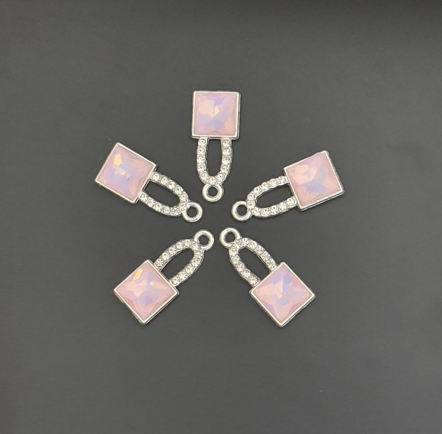 Two Pieces Iridescent Pink Lock Charms