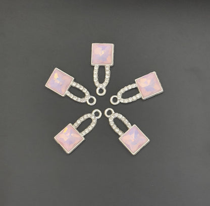 Two Pieces Iridescent Pink Lock Charms