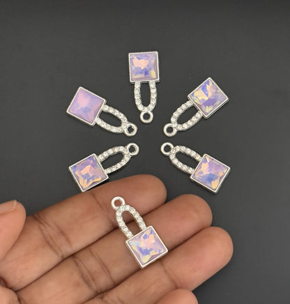 Two Pieces Iridescent Lavender Lock Charms