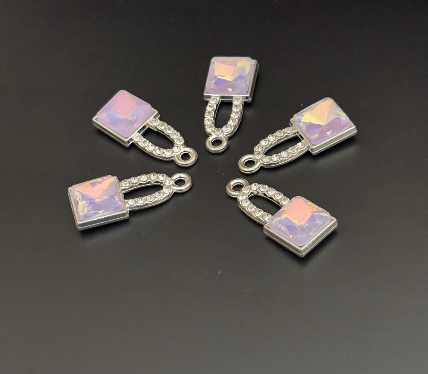 Two Pieces Iridescent Lavender Lock Charms