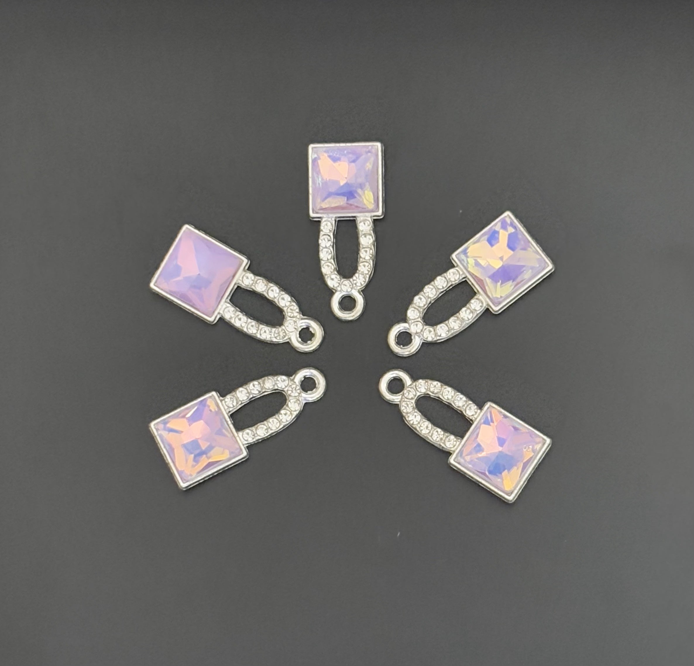 Two Pieces Iridescent Lavender Lock Charms