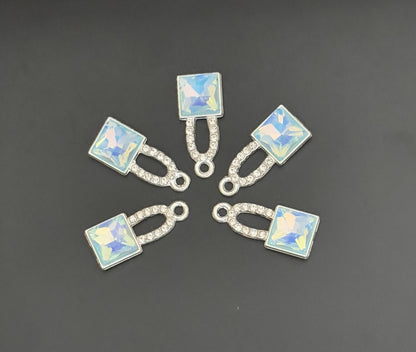 Two Pieces Iridescent Blue Lock Charms