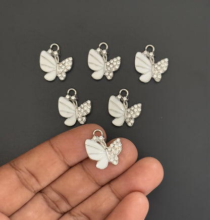 Two Pieces White Butterfly Charms