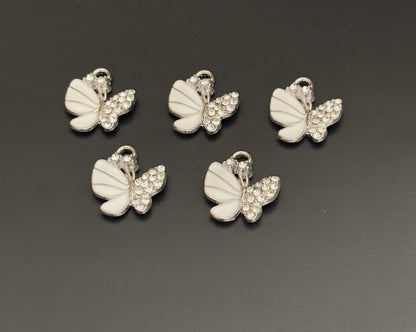 Two Pieces White Butterfly Charms