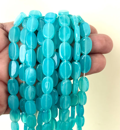 Teal Oval Flat Beads for Jewelry Making