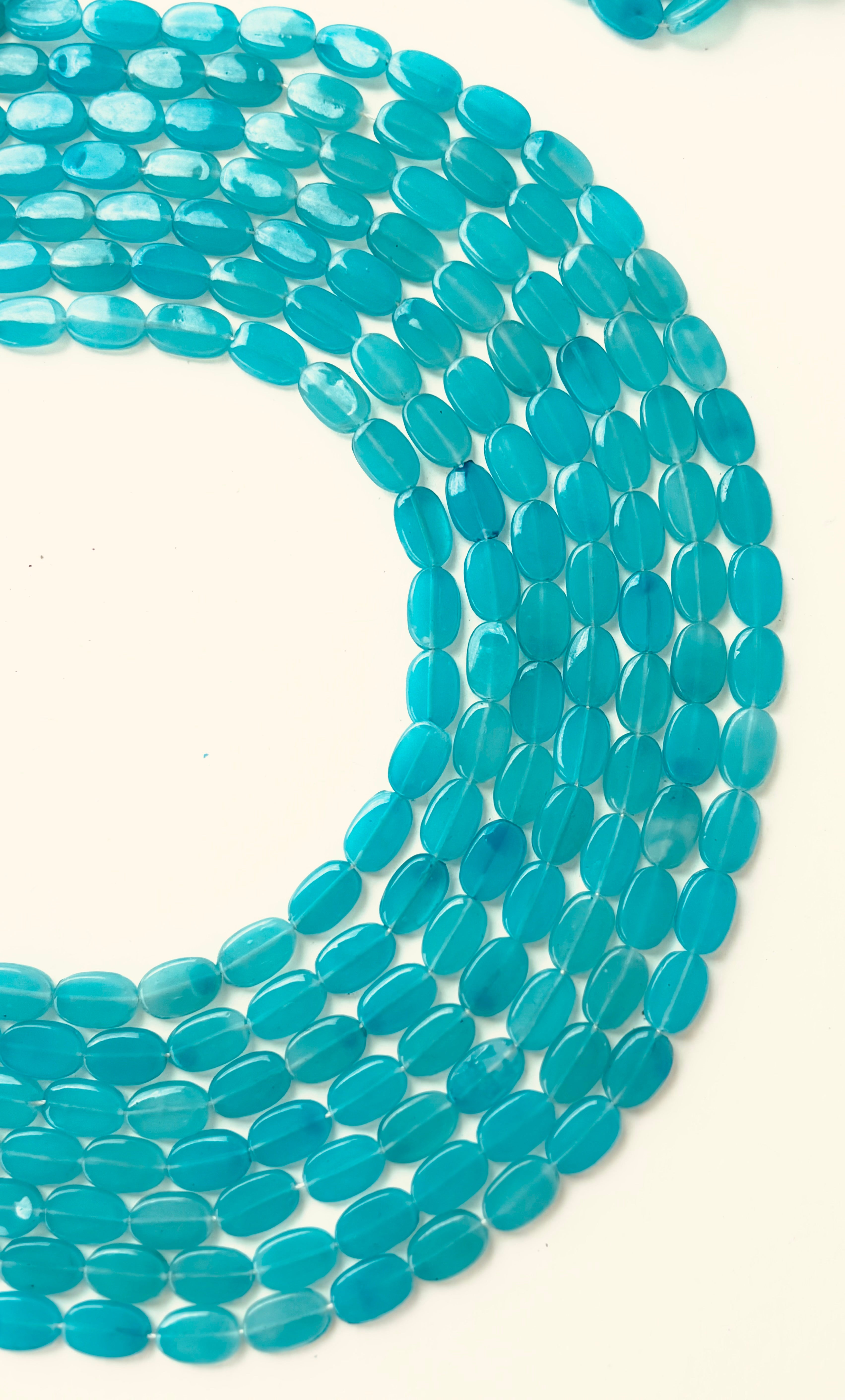 Teal Oval Flat Beads for Jewelry Making