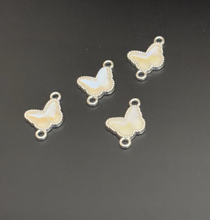 Two Pieces Transparent Butterfly Charms with Two Loops