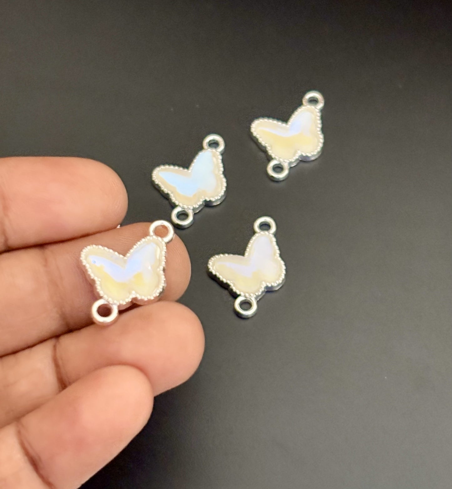 Two Pieces Transparent Butterfly Charms with Two Loops