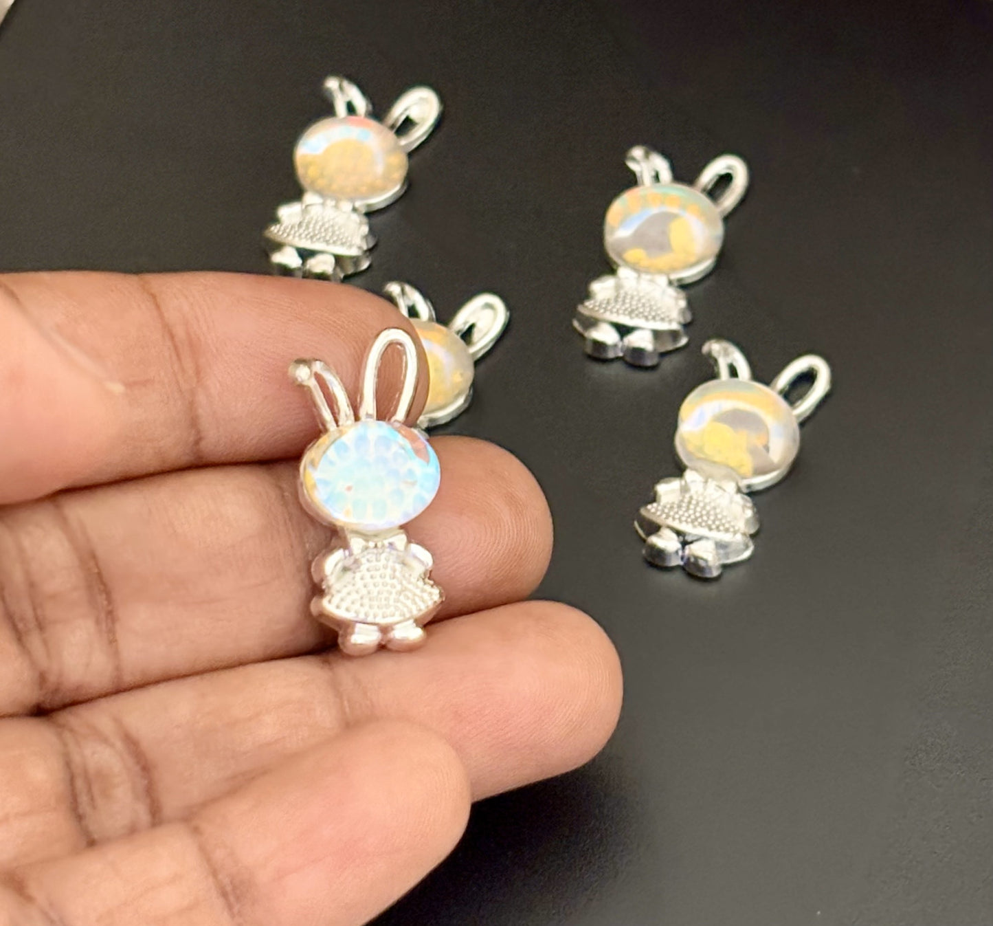 Two Pieces Transparent Bunny Charms