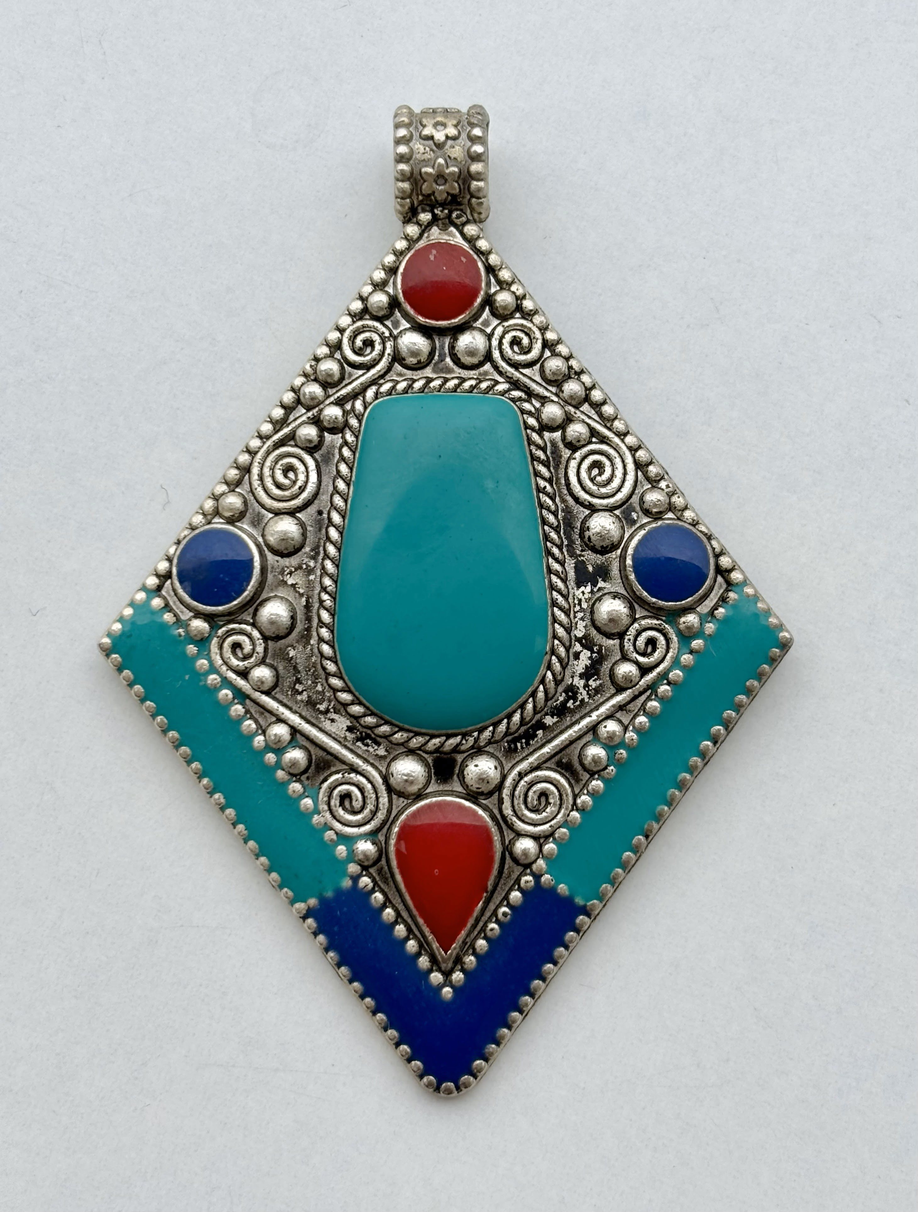Turquoise Blue Afghan Pendant