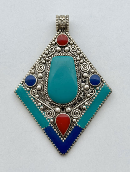 Turquoise Blue Afghan Pendant