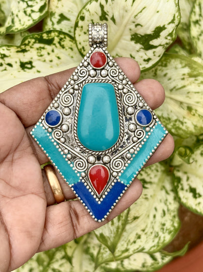 Turquoise Blue Afghan Pendant