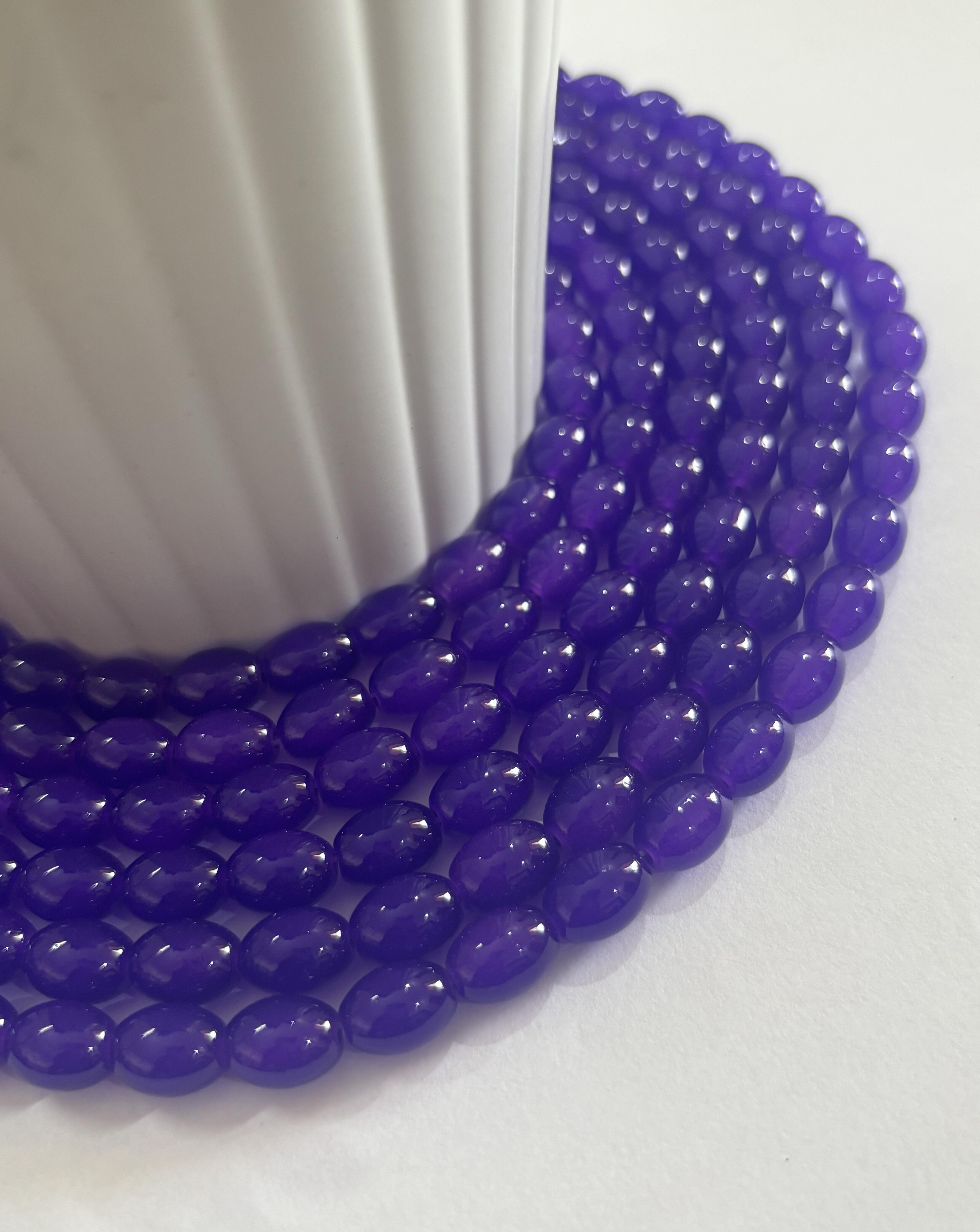 Oval Violet Glass Beads