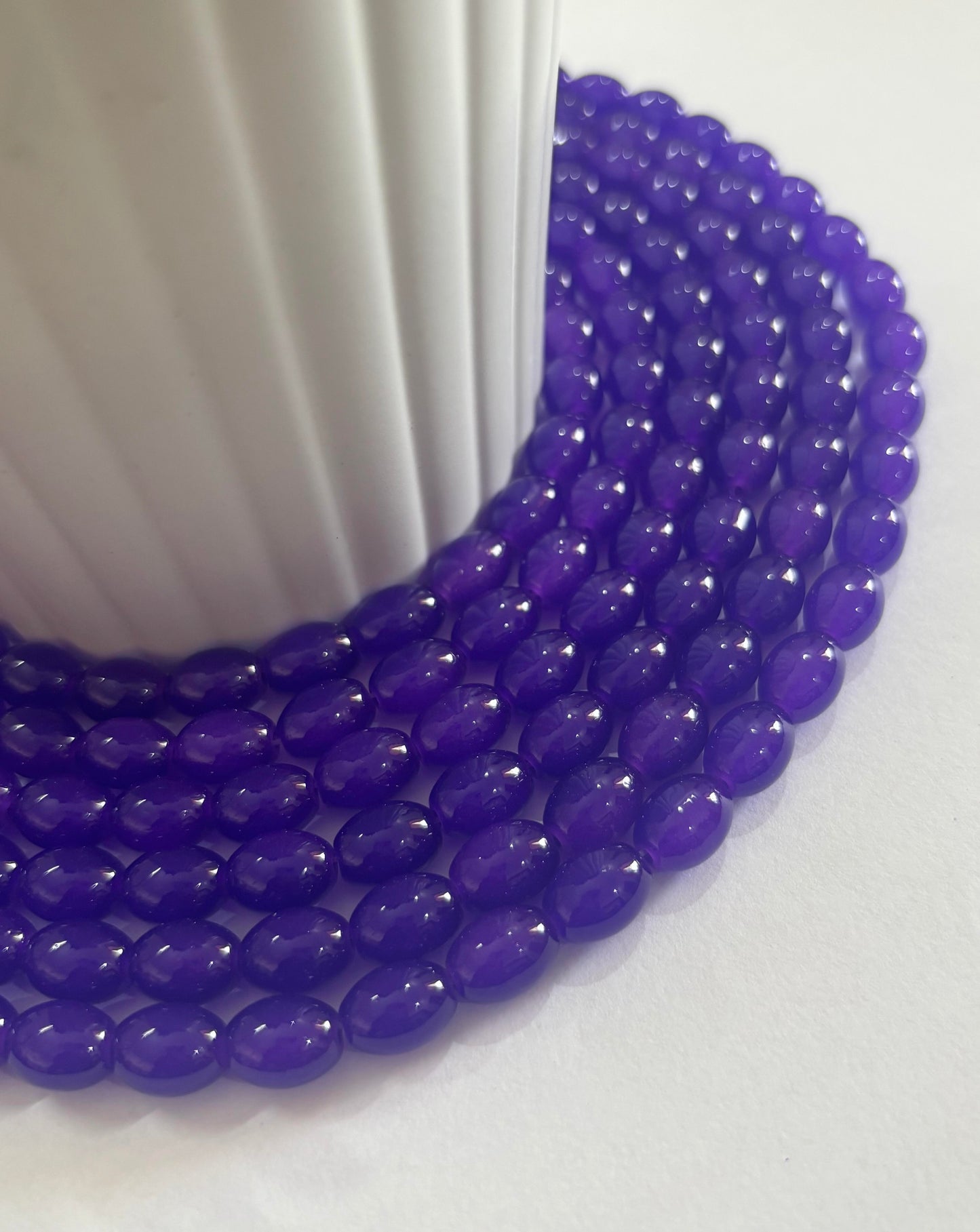 Oval Violet Glass Beads