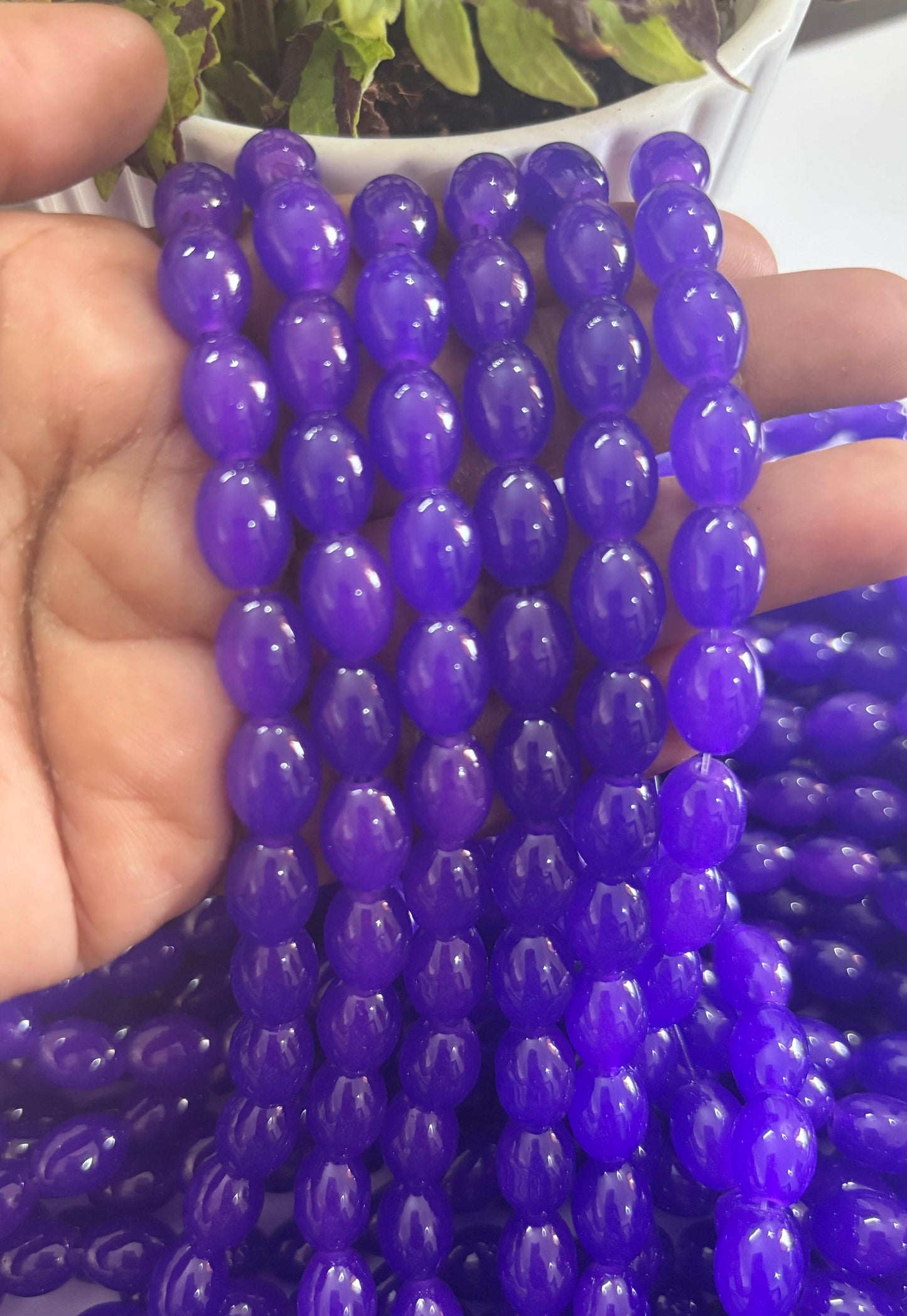Oval Violet Glass Beads